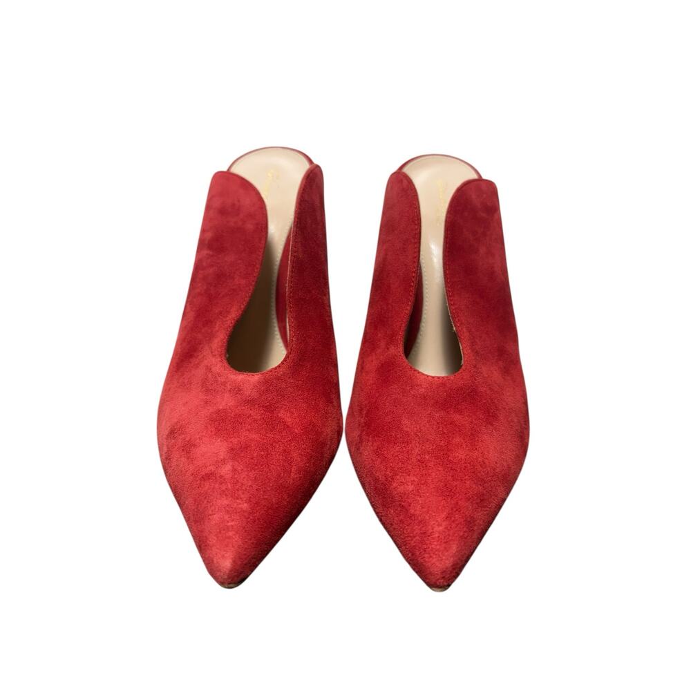 Gianvito Rossi Red Suede Mules Stiletto Pumps Size 37 6.5 - Picture 5 of 7